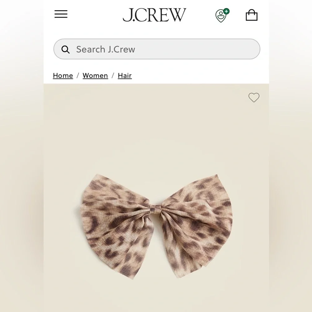 J. Crew Dot Print Sheer Hair Bow Clip Neutral Brown Oversized Statement Barrette